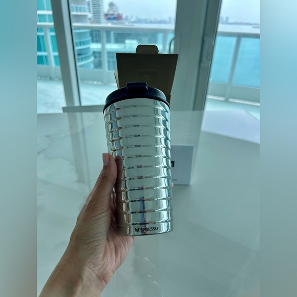 NWT Nespresso Touch Travel Mug - Silver - Picture 3 of 10